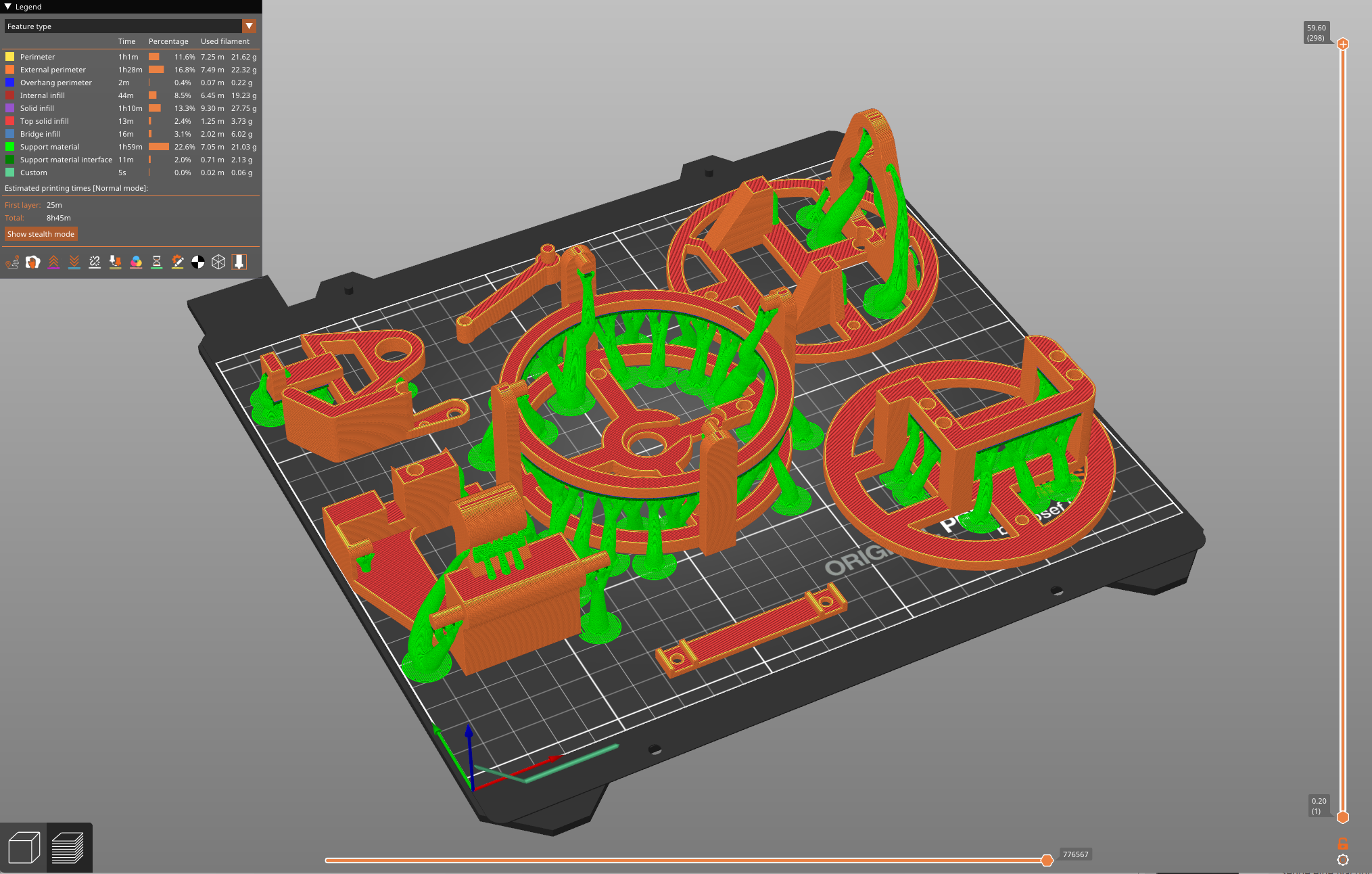 3D Druck Bett mit Stützstruktur